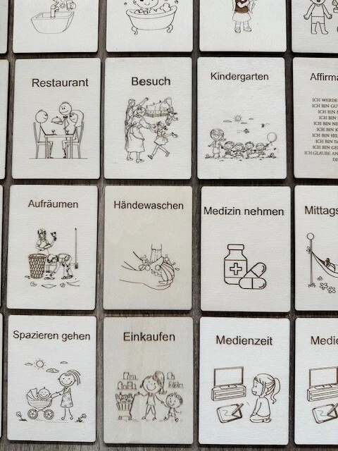 Routine Cards for Kids Wooden Daily Routine Cards Calendar Montessori SET - Image 3 of 4