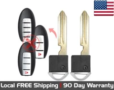 2x New Replacement Prox Key Fob Uncut Insert Blade For Select Nissan Infiniti