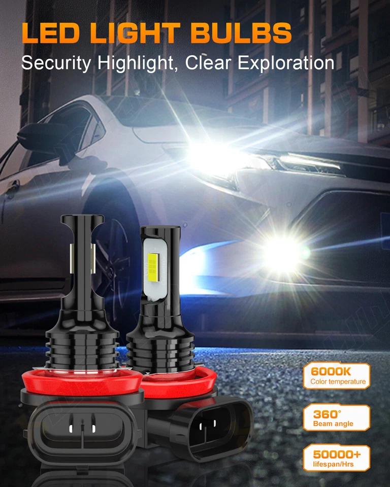 9008/H13 H11 LED 车头灯灯泡组合套件适用于福特福克斯 2008 - 2011 超亮 — 第 2/4 张图片