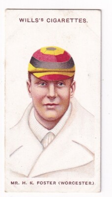 HARRY FOSTER * WORCESTERSHIRE Vintage 1908 Cricket Card