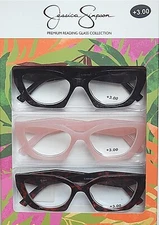 JESSICA SIMPSON 3-PACK PREMIUM READING GLASSES READERS +1.50+2.00+2.50+3.00 NEW