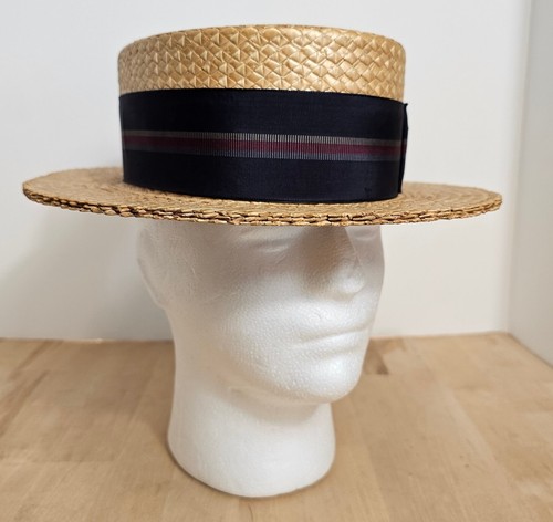 30s Vintage Hopkins Boater Hat 1/4 58cm 30s Vintage Hopkins Boater Hat 1/4 58cm