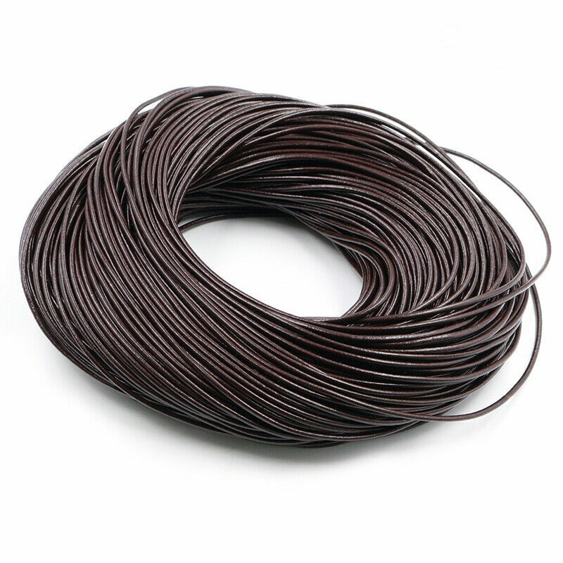 5M Genuine Leather Cord Round Rope String for DIY Jewellery Bracelet Cords