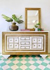 Shabby Chic Timber Vintage Moroccan Brass Indian Timber Sideboard
