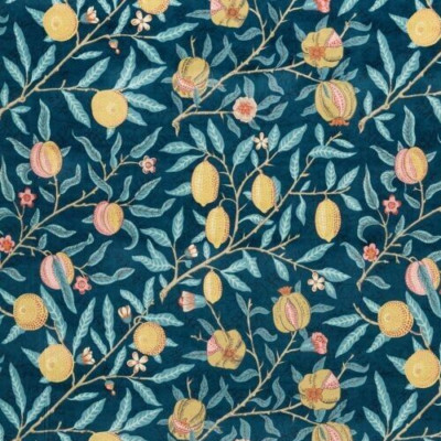 WILLIAM MORRIS VORHANGSTOFF DESIGN Fruit Velvet 2 METER INDIGO/SCHIEFER SAMT