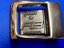 Texas FB Insuriance Co Vintage Small Swing Out Gold Tone Belt Buckle