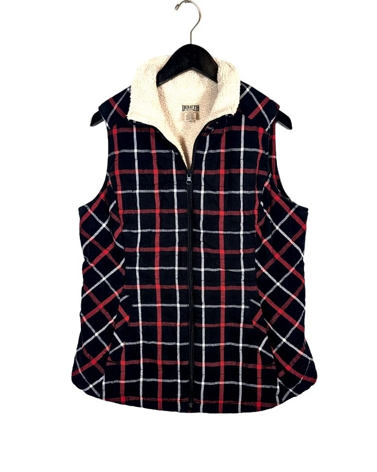 Duluth Trading Mens M Sherpa Fleece Lined Work Vest Barn Chore Navy Plaid Jacket
Opens in a new wind
