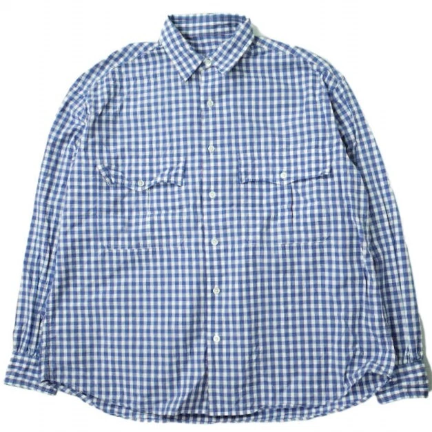 Porter Classic 20SS Japan ROLL UP GINGHAM CHECK SHIRT S BLUE Long sleeve tops