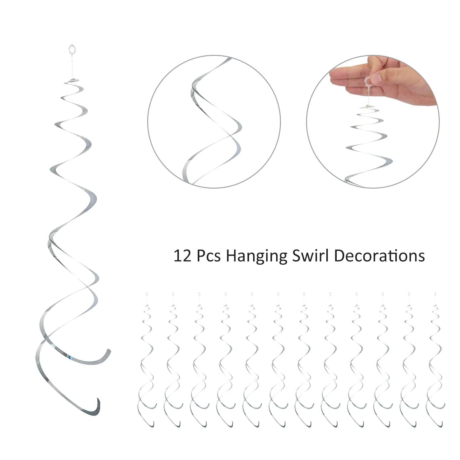 12 Pieces Hanging Swirl Decorations Plastic Streamer Party Swirl Spiral Decor...