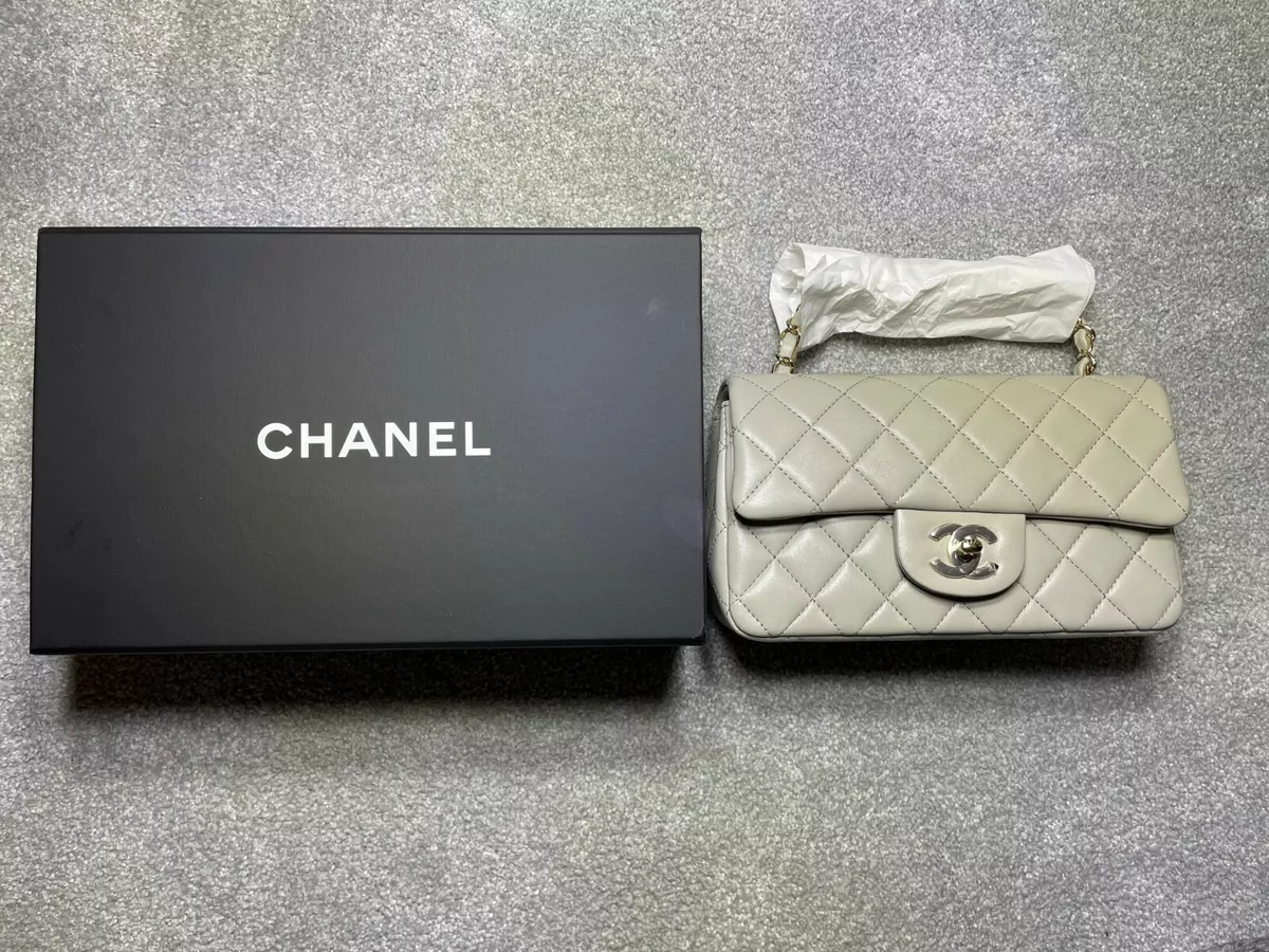 Brand new CHANEL Classic Mini Flap Bag 22C Light Gray Handbag Lamb Skin  Leather