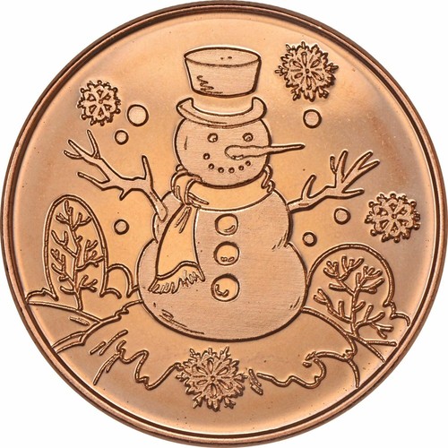 Lot of 100 - 1 oz Copper Round - Snowman