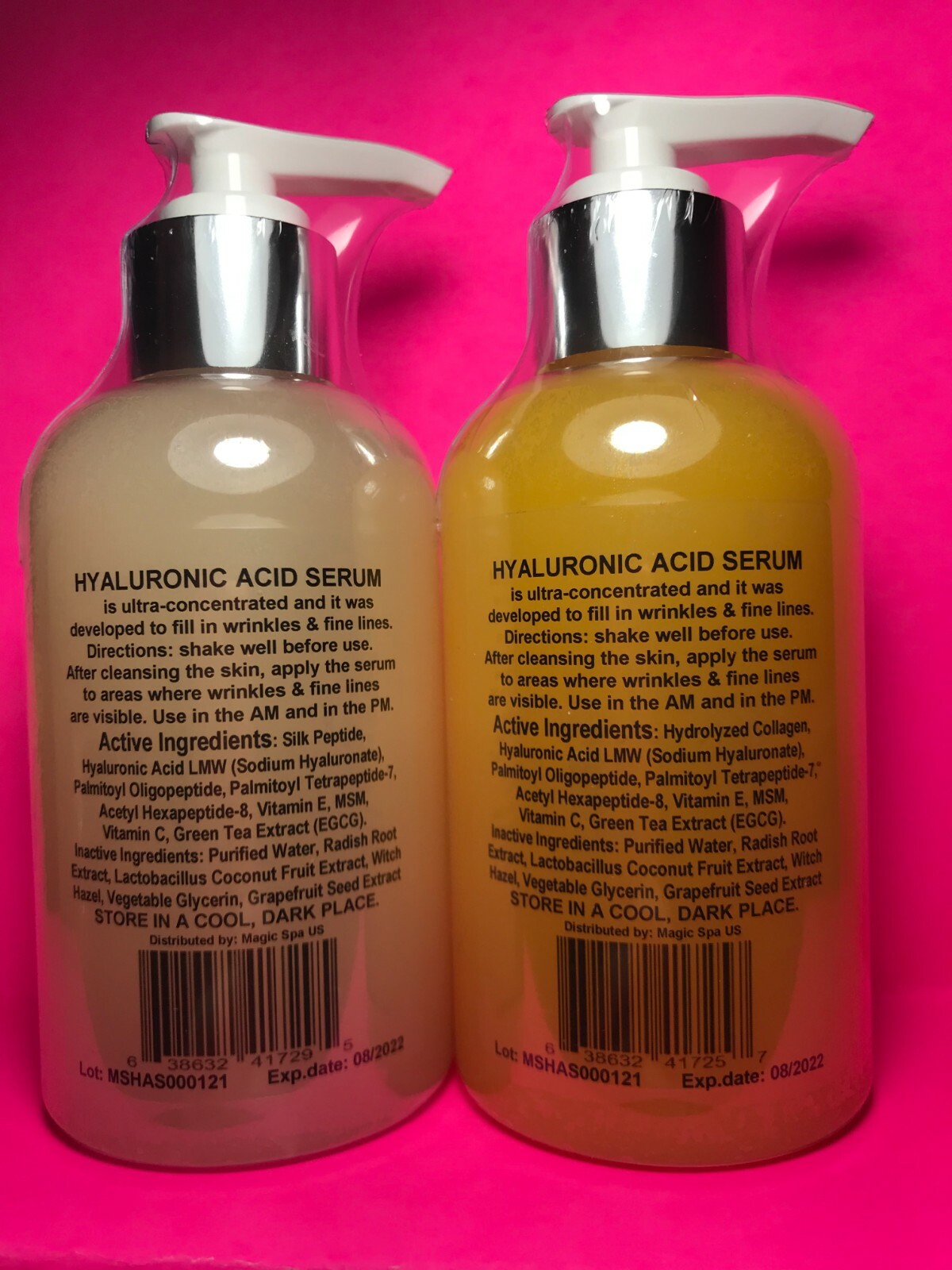 SALE 2*6oz HYALURONIC ACID Serum Silk Peptide Collagen Matrixyl Filler