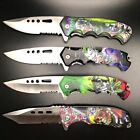 Wholesale lot 12pcs 8.5" Joker & Skull Tactical Survival Assisted Pocket Knife