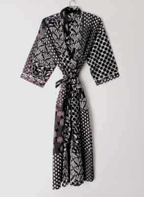 Indian Floral Printed 100% Cotton Robe Long Kimono Sleepwear Night Kimono Dress
