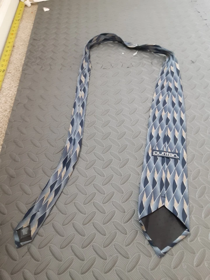 Corbata Puritan para hombre azul negro 100 % seda #S102 Foto 2 de 3