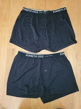 Kenneth Cole Men's 100% Cotton Boxer Briefs, Black,  Size XL,  2-pack 