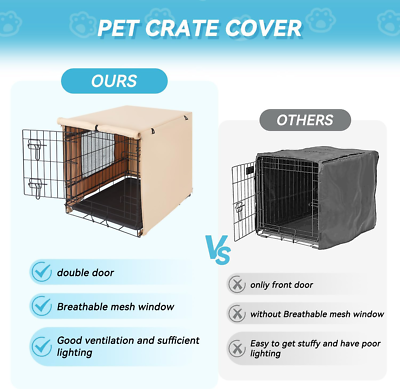 Funda Para Jaula De Perro Grande - Tela Oxford Impermeable, Transpirable, Con Ventanas Y Puerta Doble, Para Viajes O Casa (Tamaños XL/XXL)