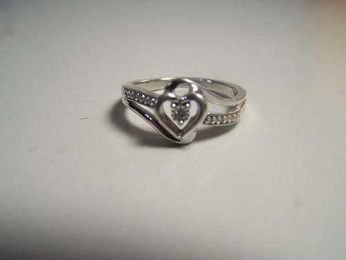 KAY/ZALES 13 DIAMANTEN OFFENES HERZ STERLINGSILBER VERSPRECHEN RING 6 1/2