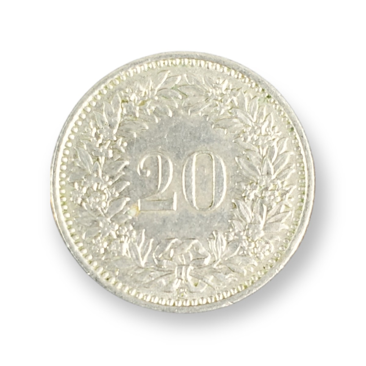 1961 B Switzerland 20 Rappen Coin KM-29 Nickel Confoederatio