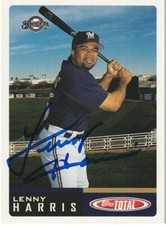 LENNY HARRIS MILWAUKEE BREWERS  SIGNED 2002 TOPPS TOTAL CARD #257