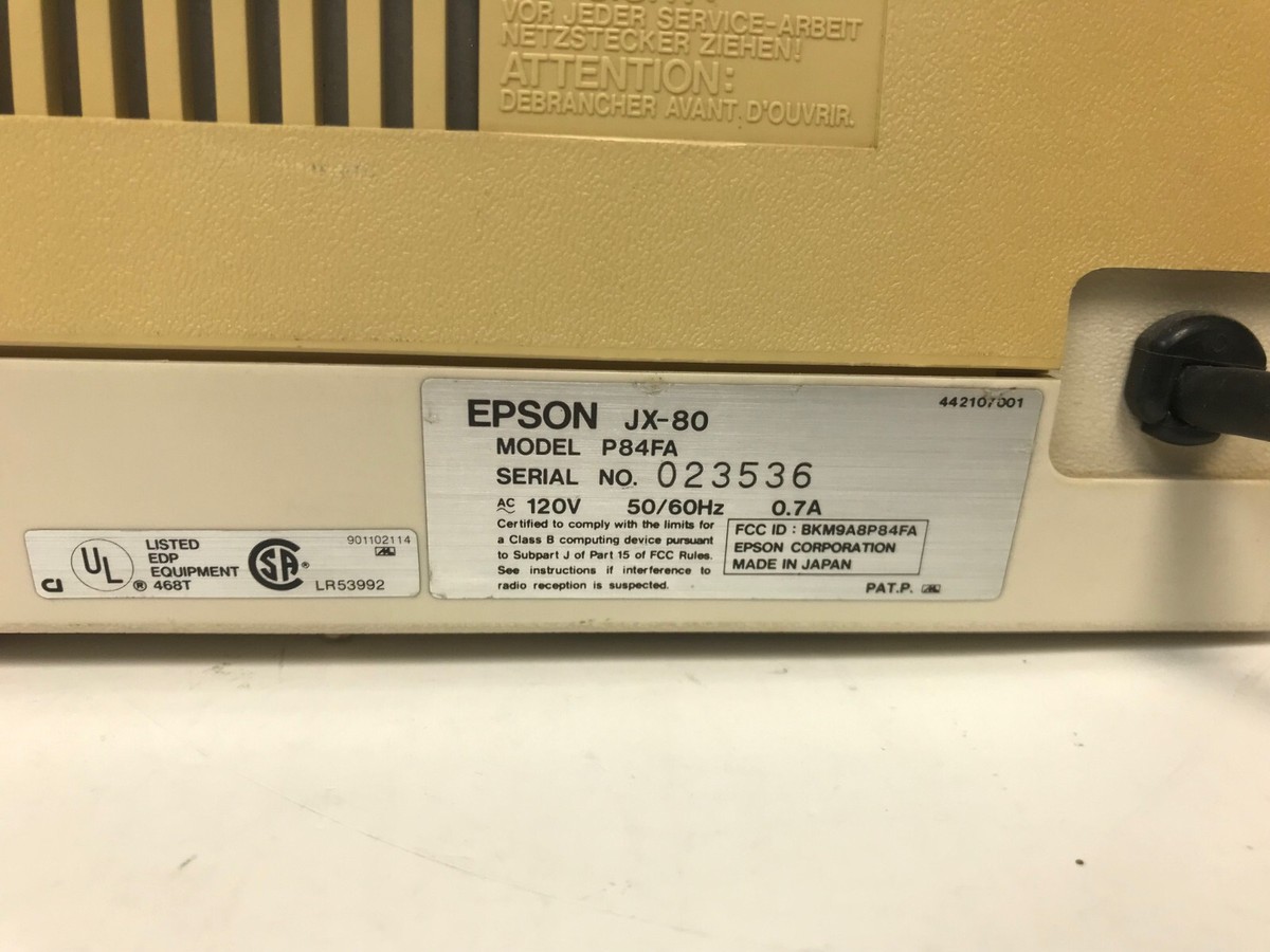 RARE VINTAGE EPSON JX-80 PRINTER NARROW CARRIAGE 80 COLUMN DOT