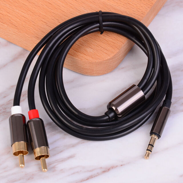 1m 3.5mm Male jack to 2 rca male aux stereo analog audio Y adapter cable cor.~zj