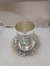 Plate and Kiddush Cup Set Premium Kiddush Wine Cup and Saucer for Shabbat