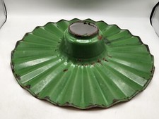 Vtg. Industrial Porcelain Radial Wave Scalloped Ruffled Light Shade Gas Station