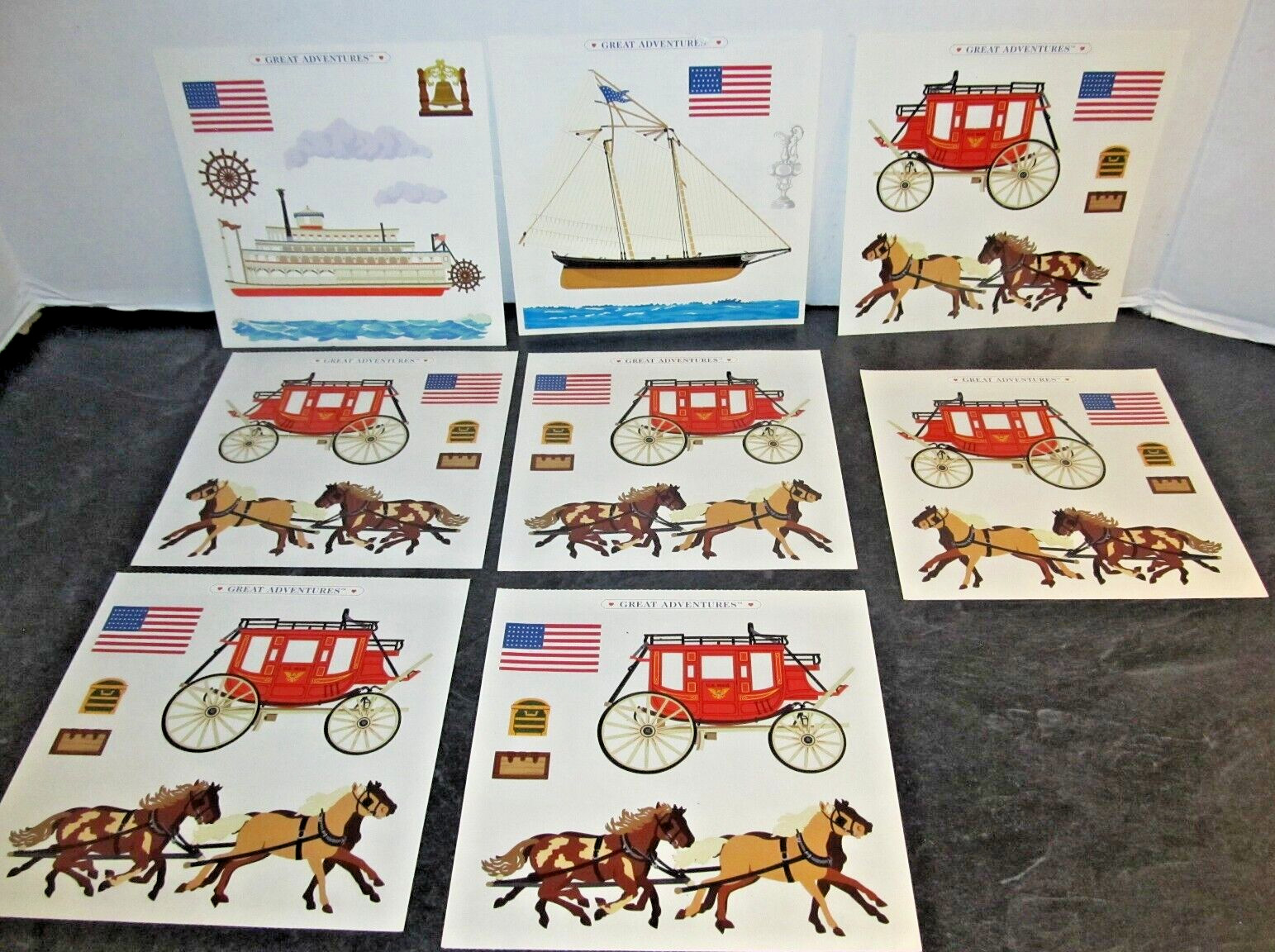8 Mrs Grossman Vintage Great Adventures 6x6 Blocks Stickers Riverboat Stagecoach