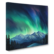 Northern Lights Digital Art No.1 Canvas Wall Art Print Framed Picture Home Decor