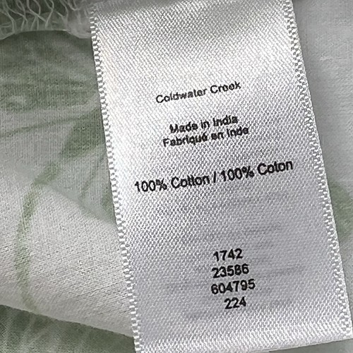Coldwater Creek Cotton Critter Popover Shirt Green/White Semi Sheer Breathable M - Picture 11 of 15