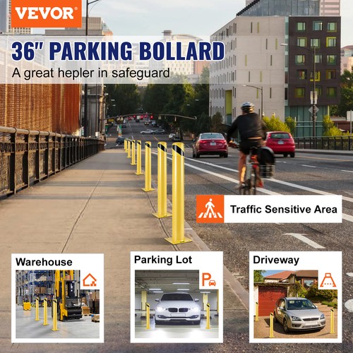 VEVOR Bolardo de Seguridad 91.4CM de Altura Bolardo de Acero Amarillo Tráfico - Imagen 2 de 12