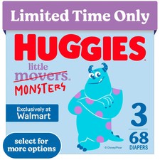 Huggies Little Movers Baby Diapers, Little Monsters Edition, Size 3 16-26 lbs ,