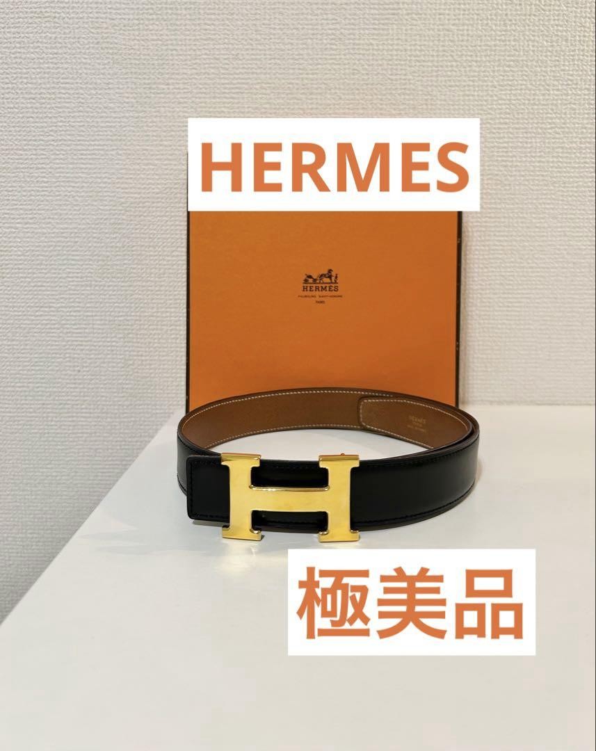 HERMES Constant Reversible Belt with Gold Buckle Size 65