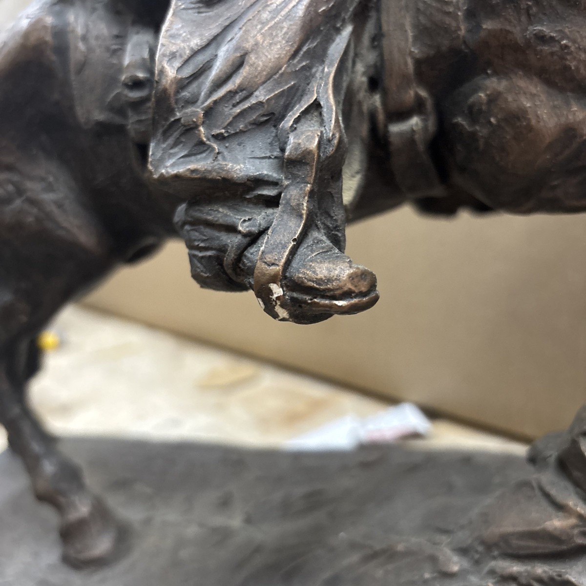 Austin Products HORSE & COWBOY chalk bronze Western Statue 