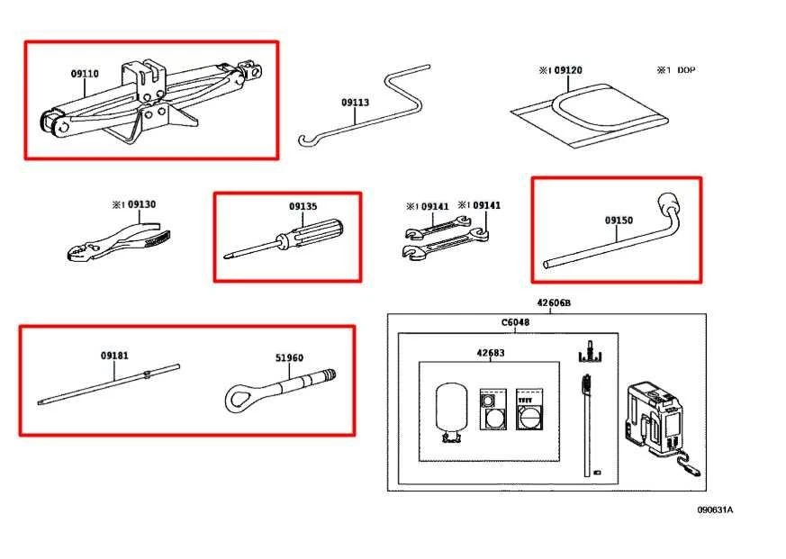 Lexus GS350 2013-20 3,5 L gato elevador y kit de herramientas con soporte contenedor 09111-30160 Foto 2 de 4