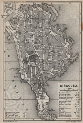 SIRACUSA (SYRAKUS) Stadtplan Klavier Urbanistico. Italien Mappa 1912 alt