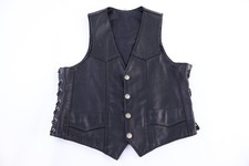 Vintage Buffalo Nickle Button Black Leather Vest