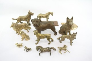 Collection Of Brass Dog And Horse Ornaments Inc Bulldog Etc 12595G