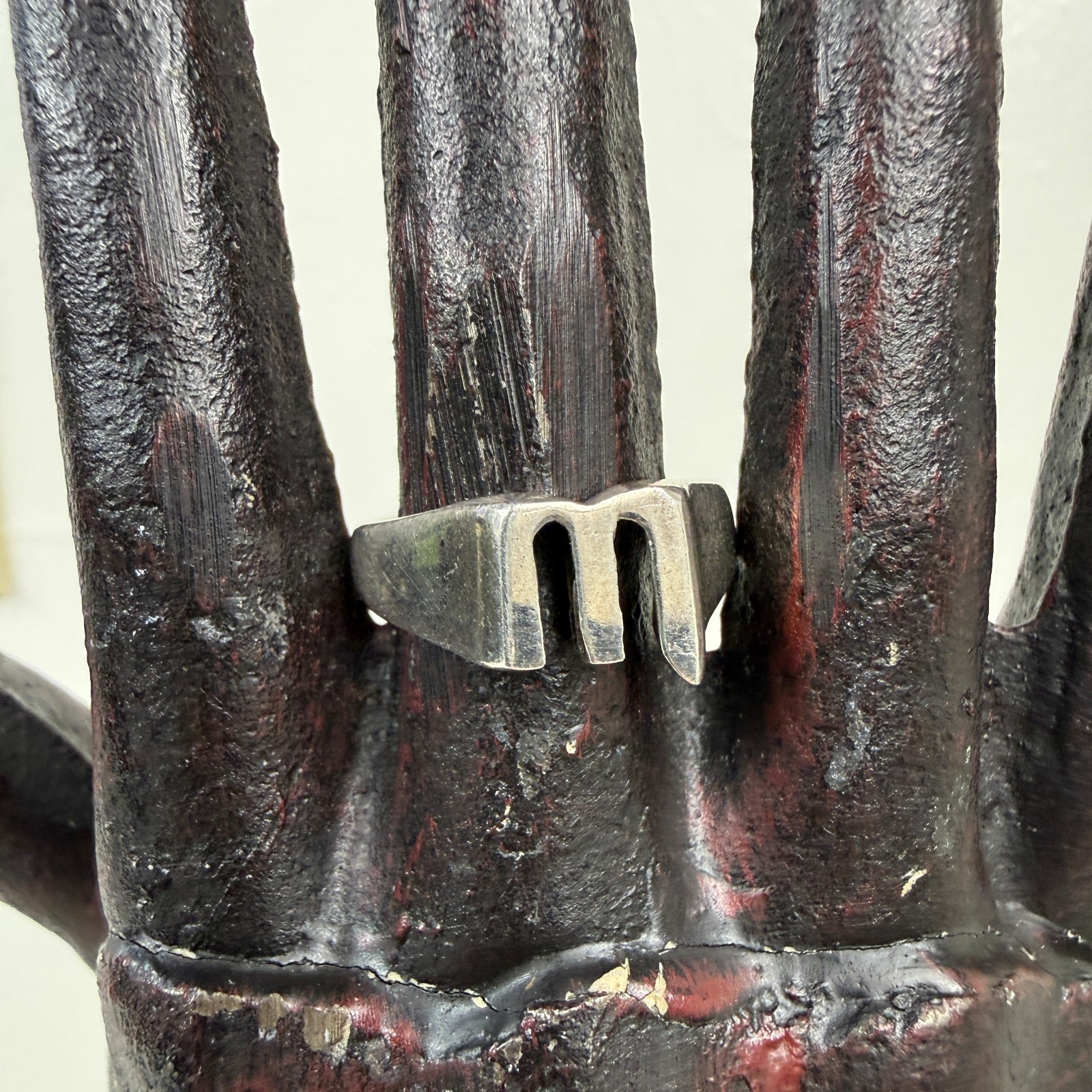 Sterling Silver M Initial Statement Ring 7.25 - image 1