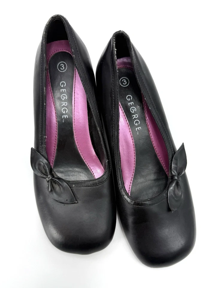 Zapatos de vestir George Girls negros con punta cuadrada talla 3 juveniles Foto 2 de 4