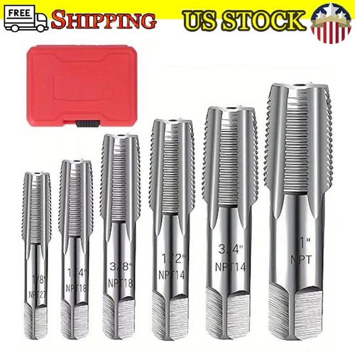6 Piece Ultimate NPT Taps & Storage Box Carbon Steel for Pipe Threads ...