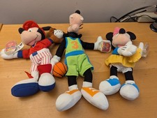 Disney Sports Plush Mickey Mouse, MinnieGoofy Vintage Star Bean Mattel 2000 new