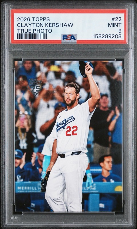 2026 Topps Series 1 - Clayton Kershaw #22 True Photo “Farewell” PSA 9 POP 1
