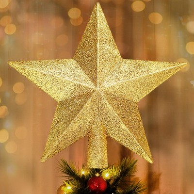 Glitter Christmas Star Tree Topper for Holiday Decorations, Christmas Tree De...