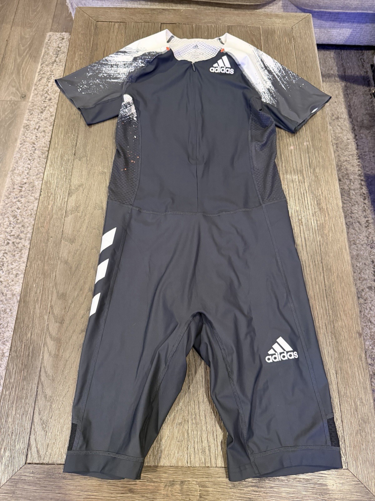 Men’s ADIDAS RUNNING SPEEDSUIT Unitard Skinsuit BLACK White Large New ...