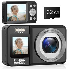 Digital Camera, 4K 64MP Dual Screens Camera, 18X Zoom, Point and Shoot Digital