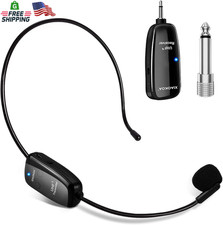 XIAOKOA UHF Wireless Headset Microphone: Cordless Head Mic System, USB-C Chargin