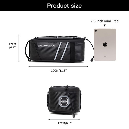 Borsa Portapacchi Posteriore Bici Impermeabile Ebike Mountain Bike Borsa Sella 7L Ciclismo Pa... - Foto 5 di 8