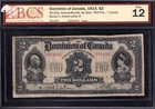 Dominion Of Canada 1914 $2 Two Dollar Banknote BCS Graded F12 No Seal Series C